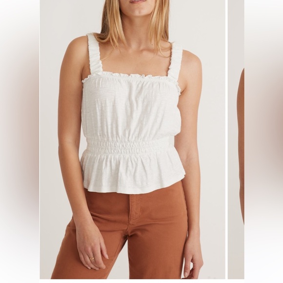 Marine Layer White Dylan Smocked Cotton‎ Tank small NWT - Picture 1 of 5